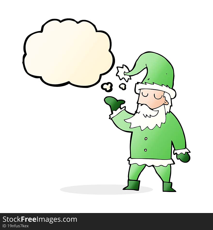 cartoon santa claus with thought bubble