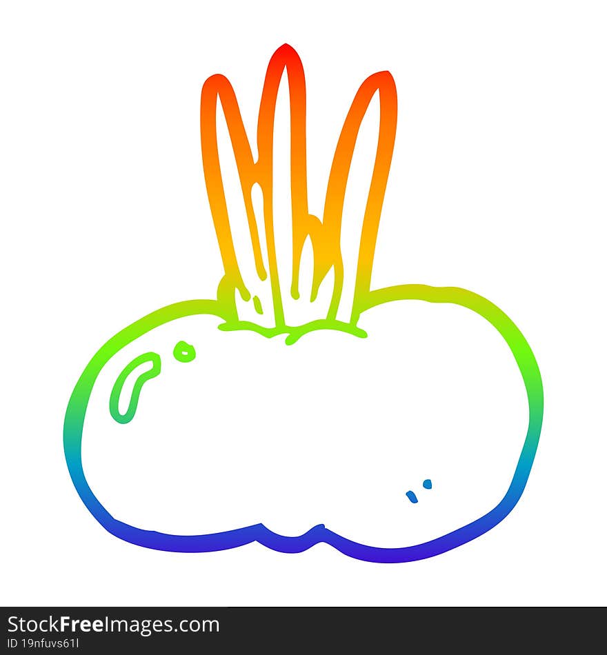 Rainbow Gradient Line Drawing Cartoon Vegetable