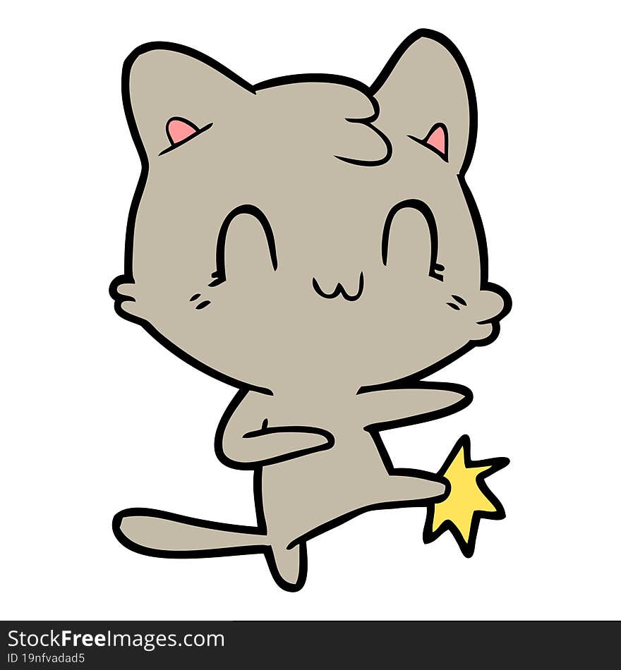 cartoon happy cat karate kicking. cartoon happy cat karate kicking