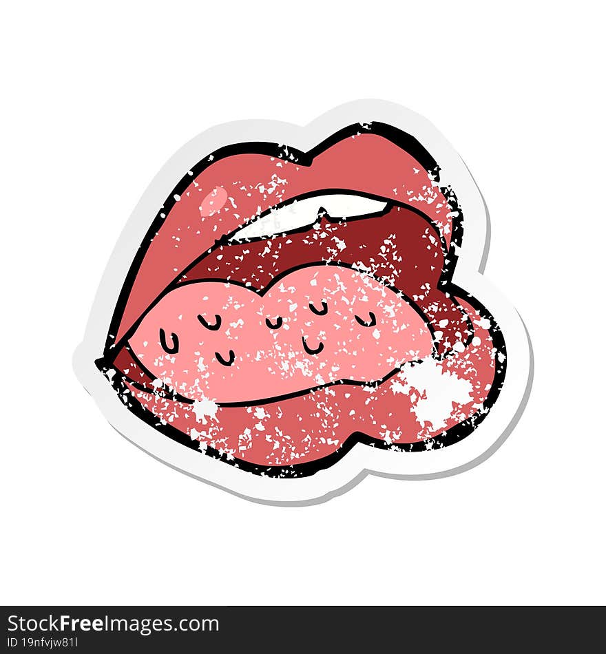 retro distressed sticker of a cartoon open mouth