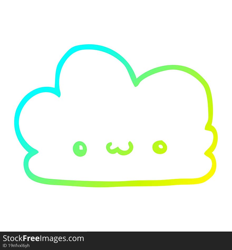 cold gradient line drawing cute cartoon cloud