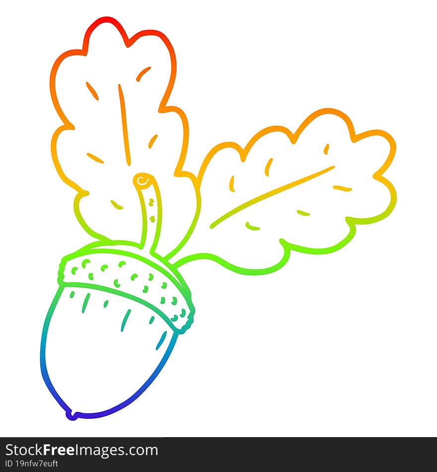 rainbow gradient line drawing cartoon acorn