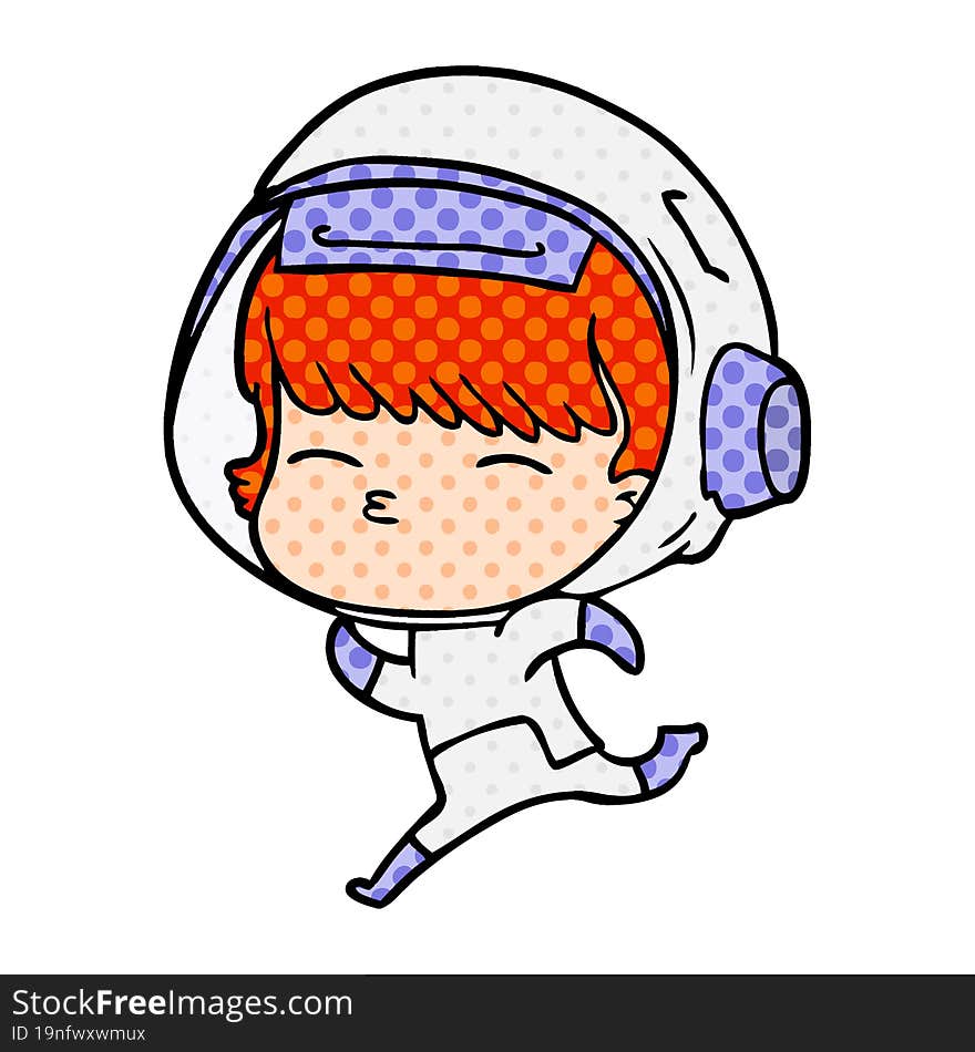 cartoon running astronaut. cartoon running astronaut