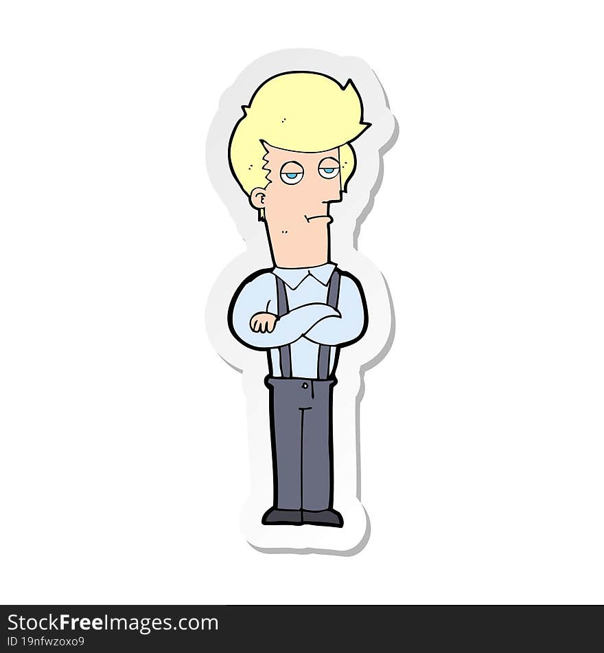 sticker of a cartoon bored man