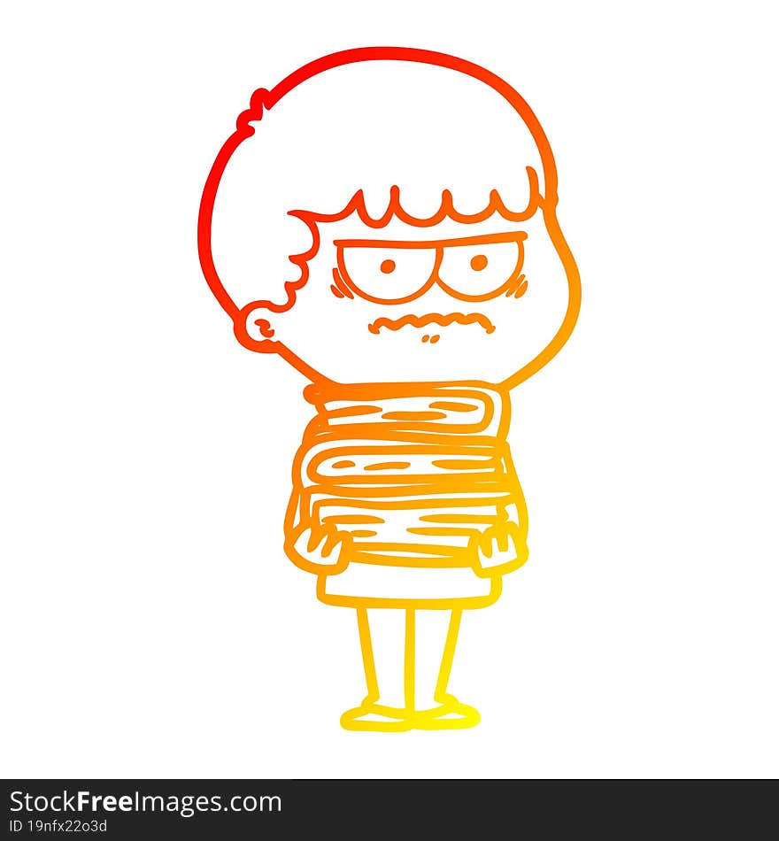 Warm Gradient Line Drawing Cartoon Annoyed Man