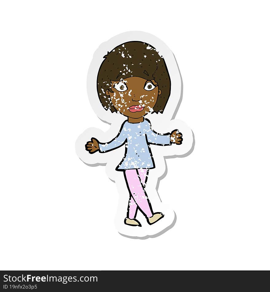 Retro Distressed Sticker Of A Cartoon Surprised Woman