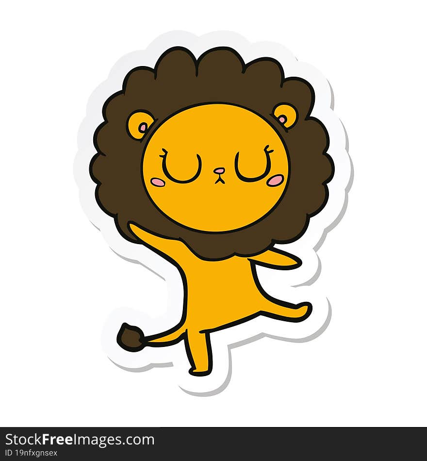 sticker of a cartoon lion dancing