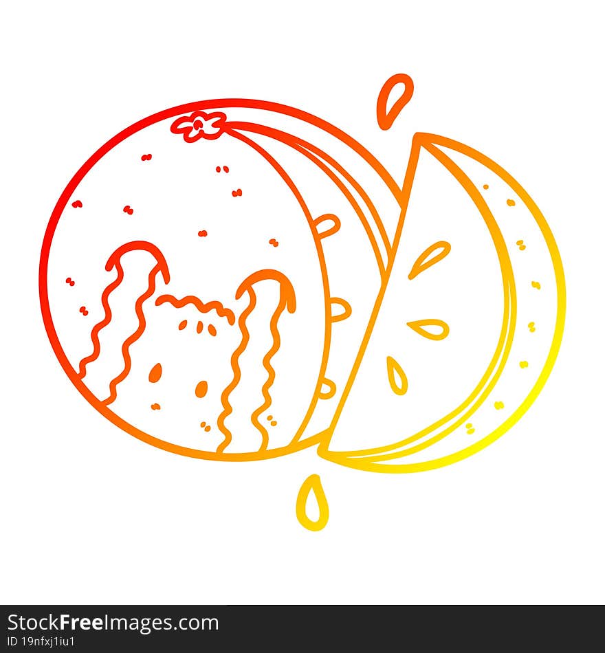 warm gradient line drawing cartoon orange