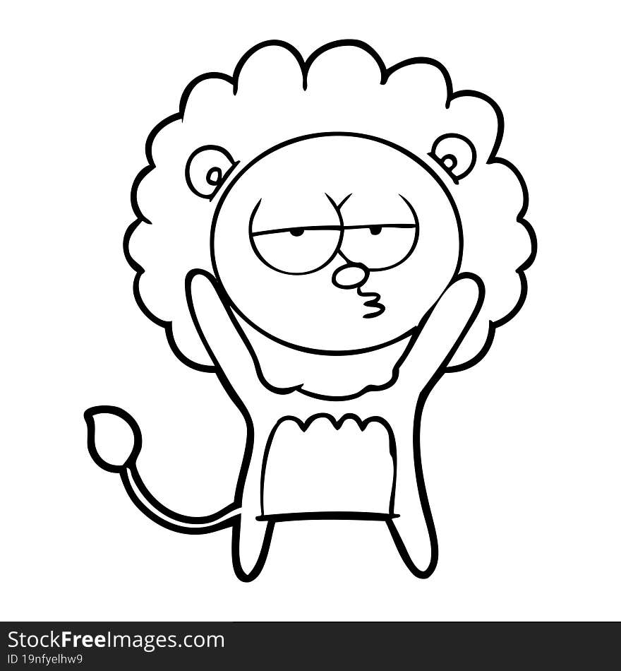 cartoon bored lion. cartoon bored lion