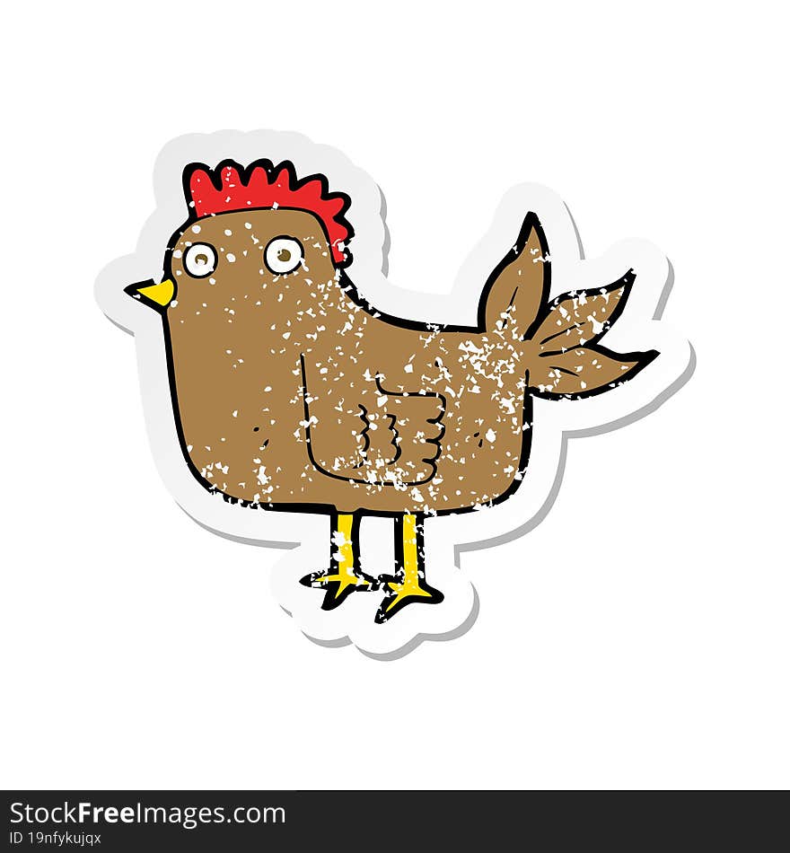 retro distressed sticker of a cartoon hen