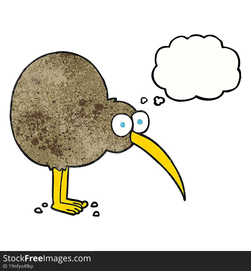 thought bubble textured cartoon kiwi