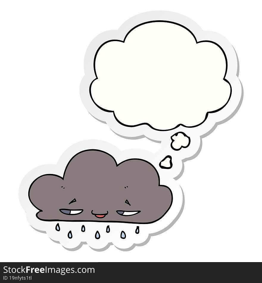 Cartoon Rain Cloud And Thought Bubble As A Printed Sticker