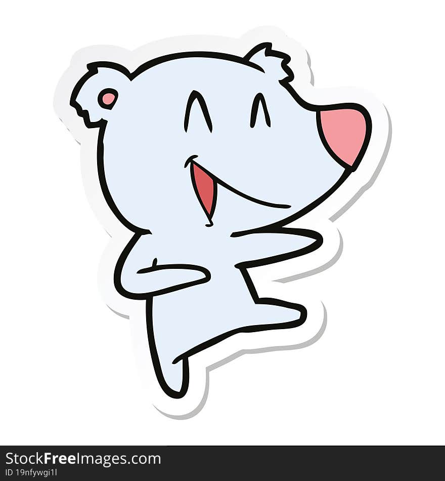 Sticker Of A Laughing Bear Cartoon