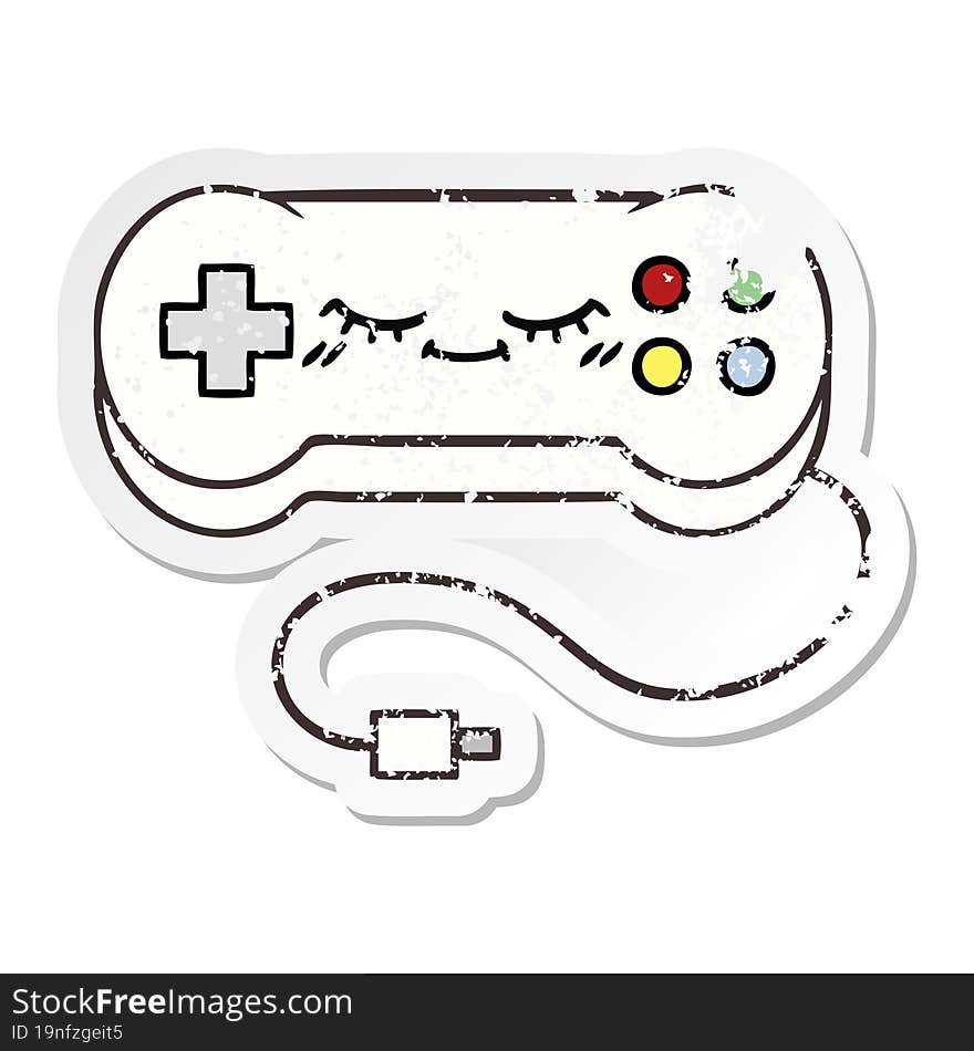 distressed sticker of a cute cartoon game controller