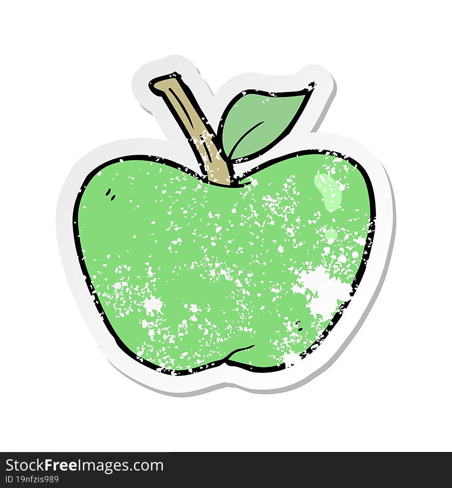 retro distressed sticker of a cartoon apple