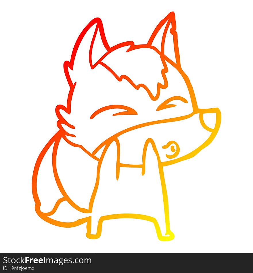 warm gradient line drawing cartoon wolf whistling