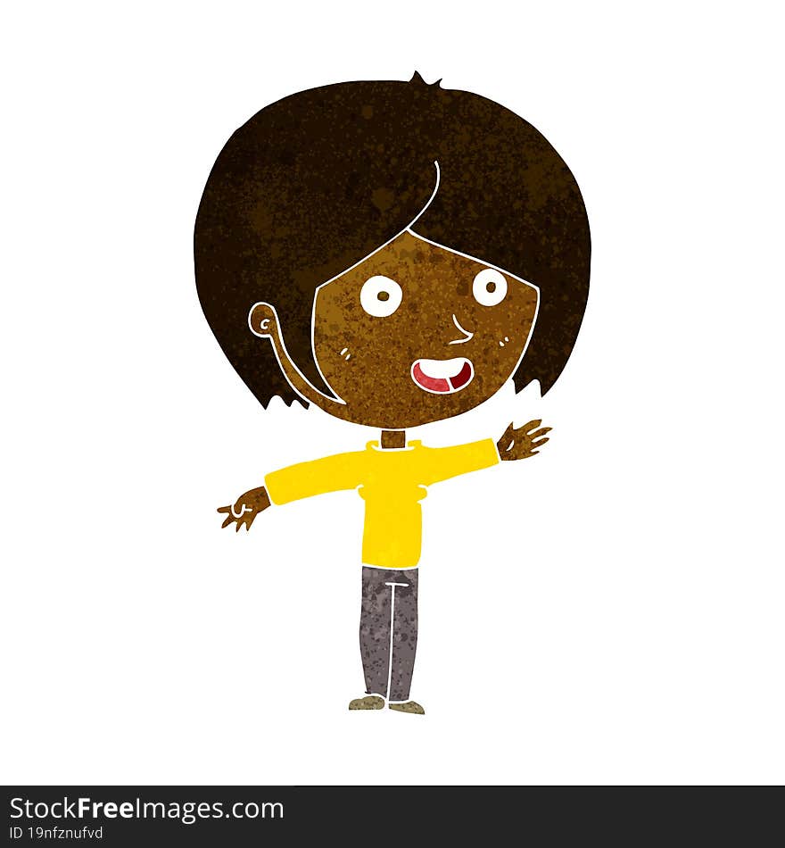 Cartoon Happy Girl Waving