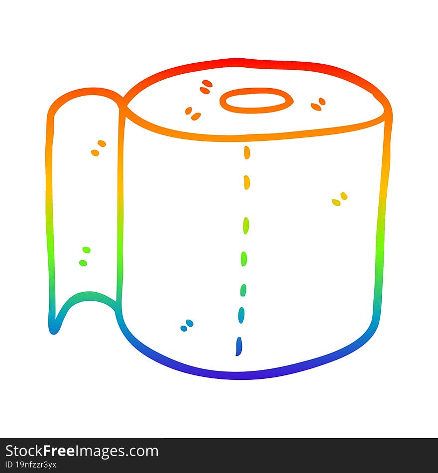 rainbow gradient line drawing cartoon toilet roll