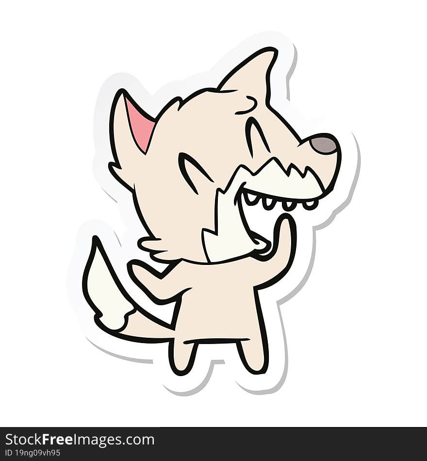 Sticker Of A Laughing Fox Cartoon