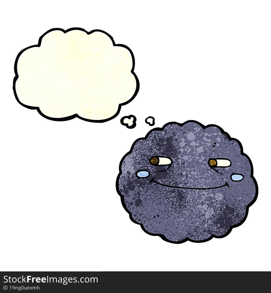 cartoon happy rain cloud with thought bubble