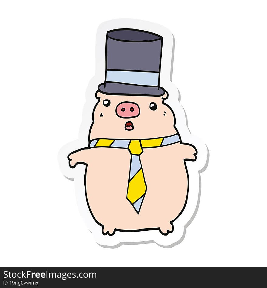 sticker of a cartoon business pig