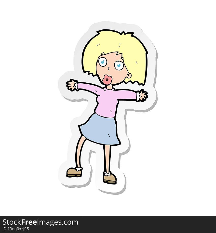 sticker of a cartoon surprised woman