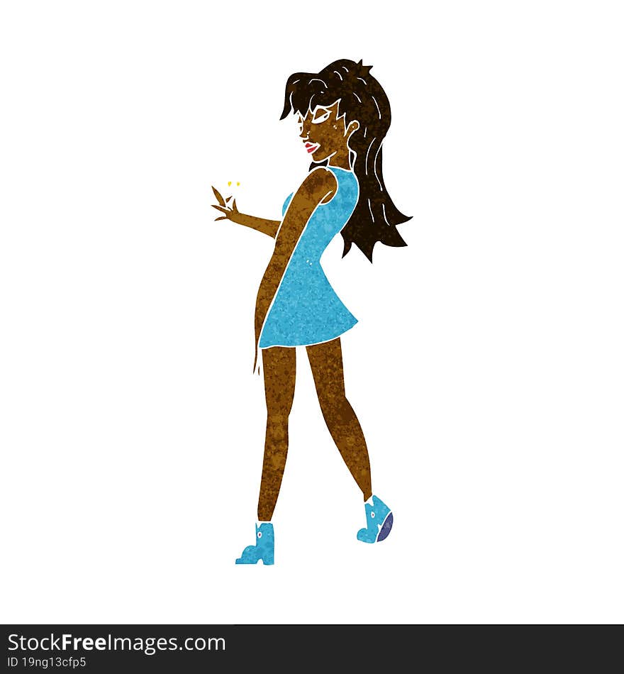 Cartoon Woman Posing In Dress