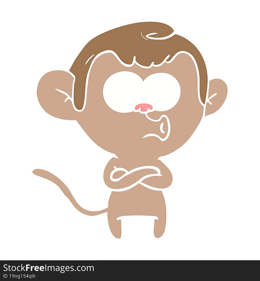 flat color style cartoon surprised monkey