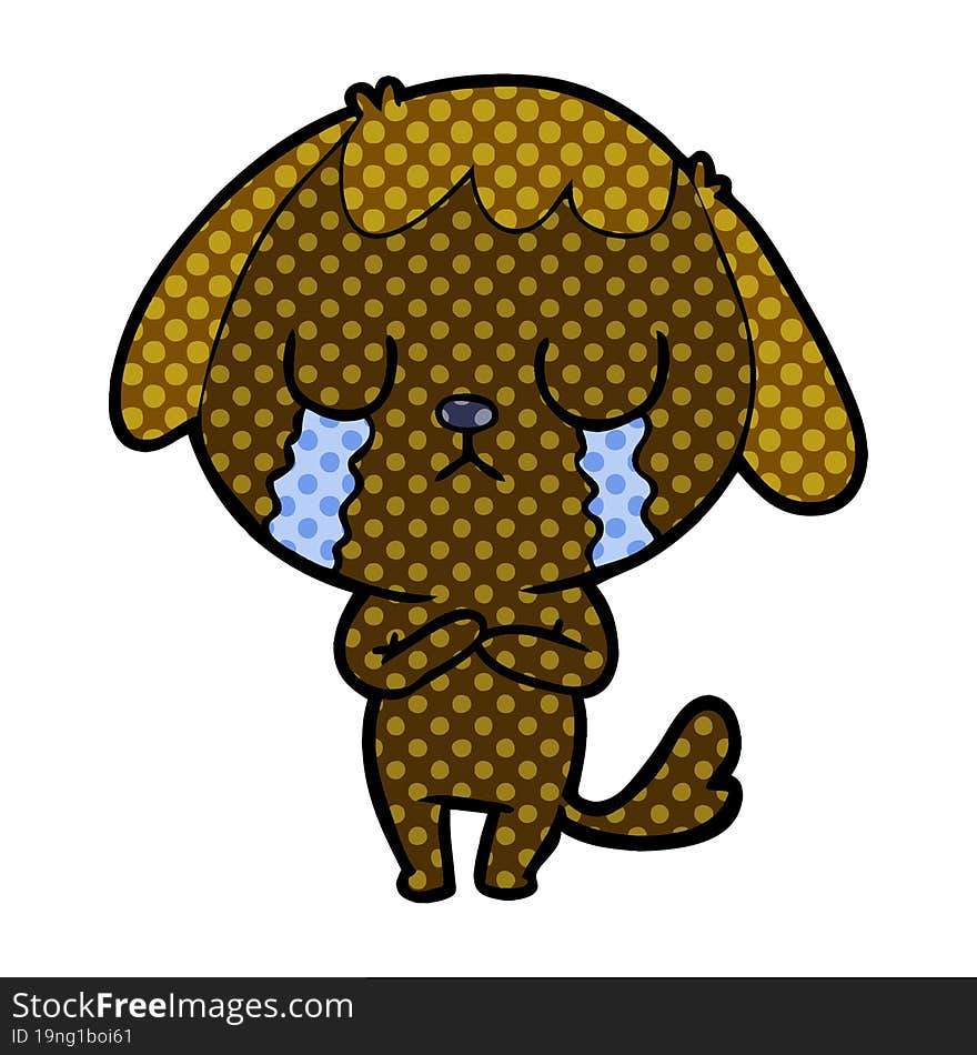 cute cartoon dog crying. cute cartoon dog crying