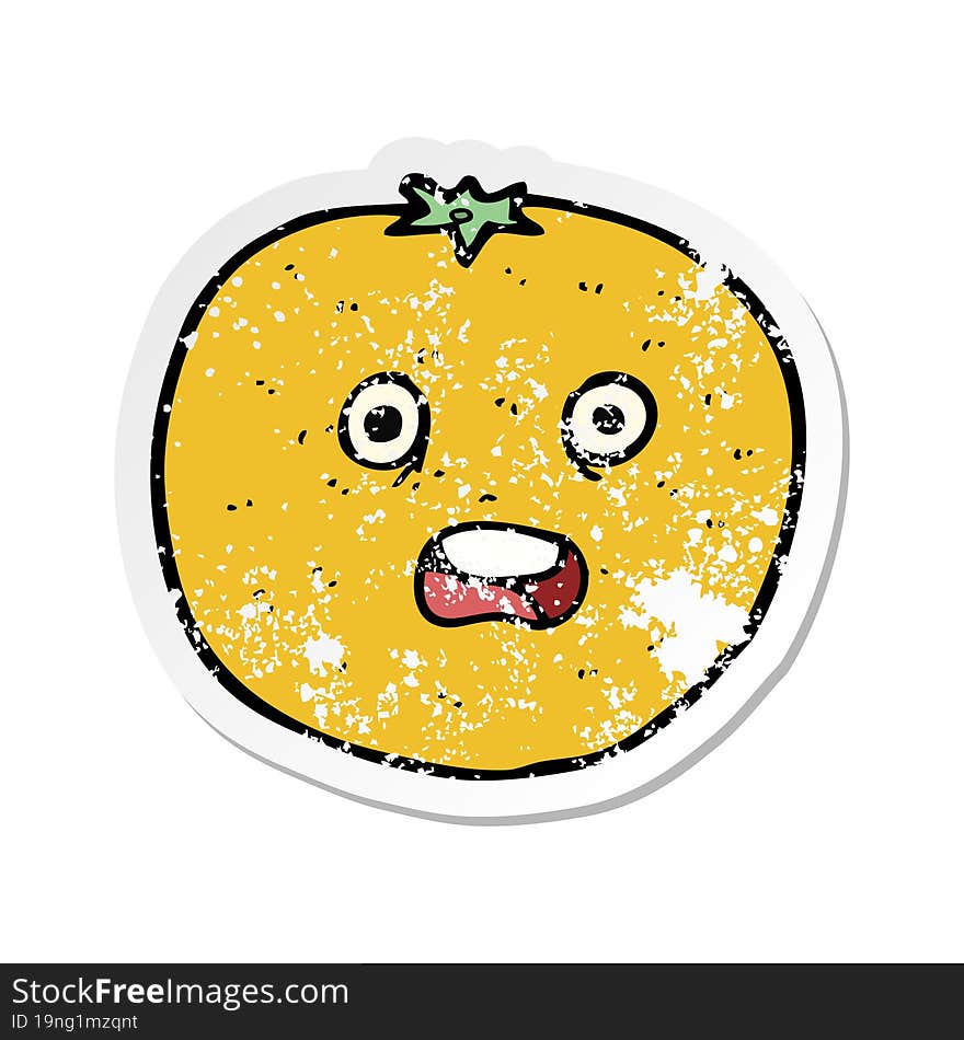 retro distressed sticker of a cartoon orange