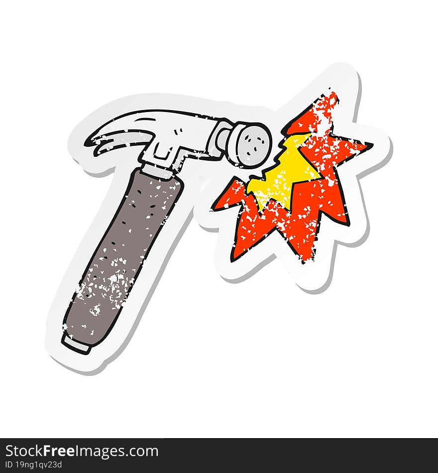 retro distressed sticker of a cartoon hammer