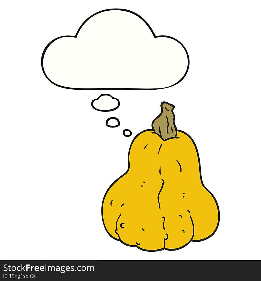 cartoon squash with thought bubble. cartoon squash with thought bubble