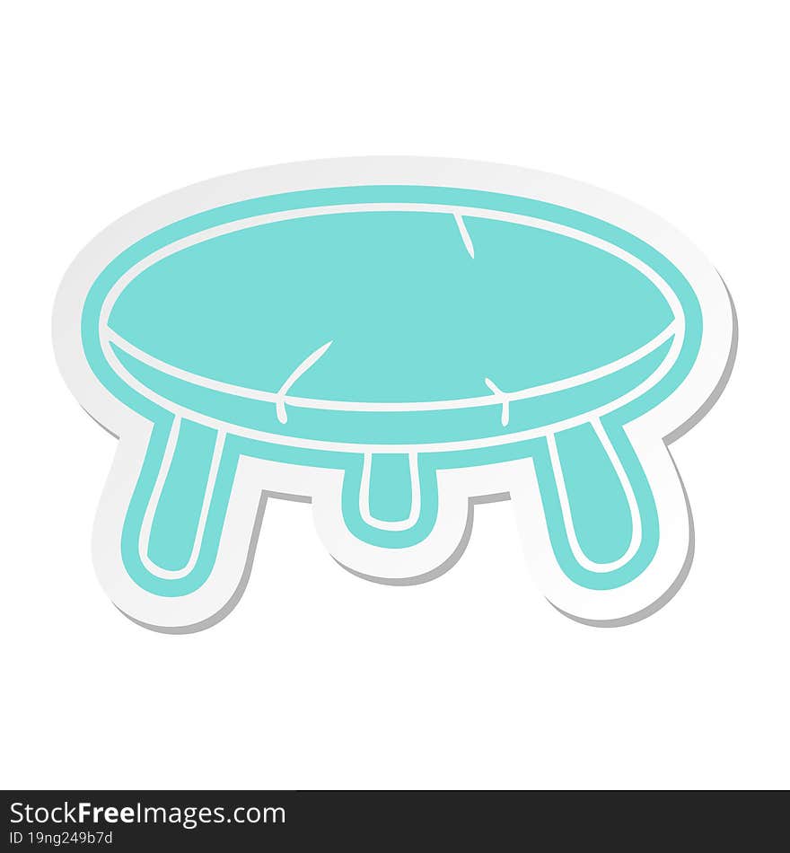 Cartoon Sticker Of A Wooden Stool