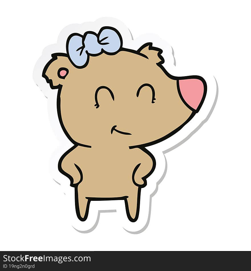 sticker of a female bear cartoon