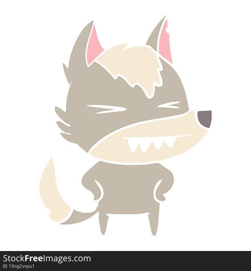 angry wolf flat color style cartoon