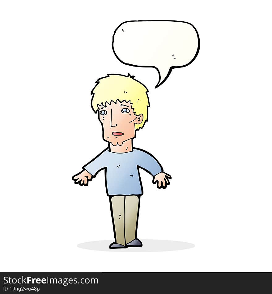 cartoon surprised man with speech bubble