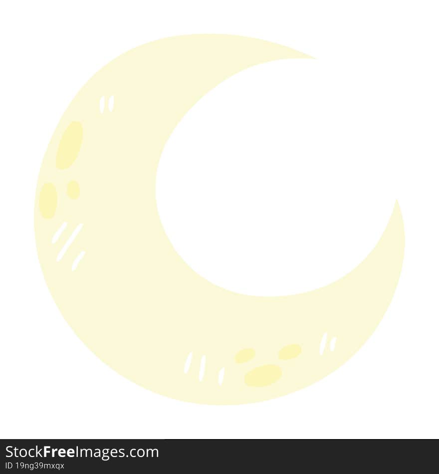 quirky hand drawn cartoon crescent moon