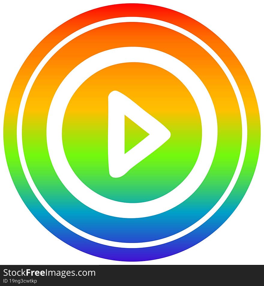 play button circular in rainbow spectrum