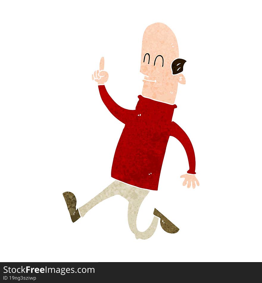 cartoon bald man with idea