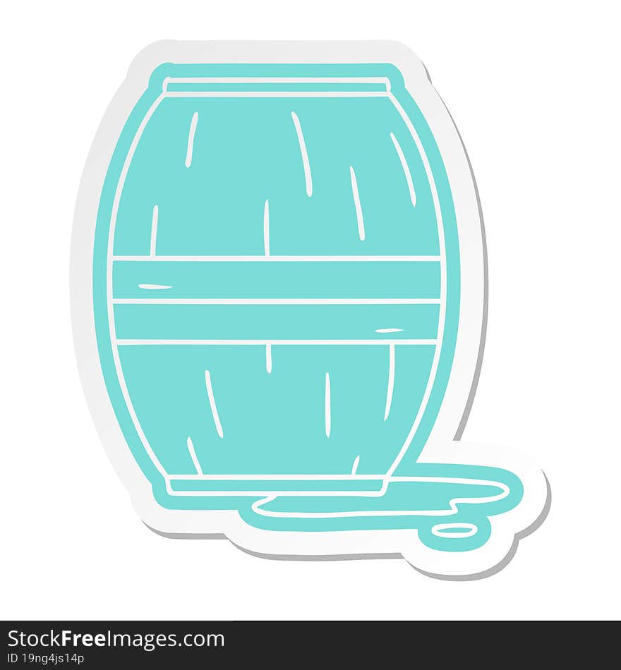 Cartoon Sticker Of A Wine Barrel