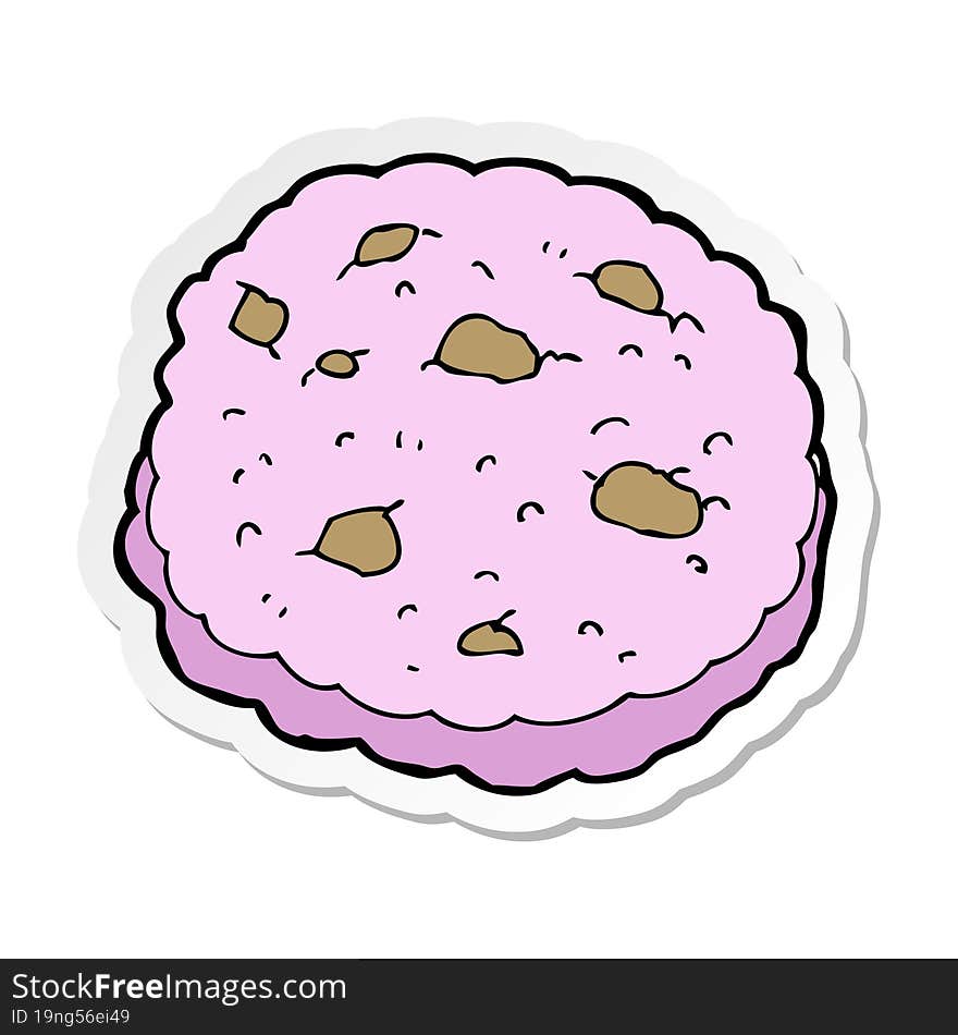 sticker of a pink cookie cartoon