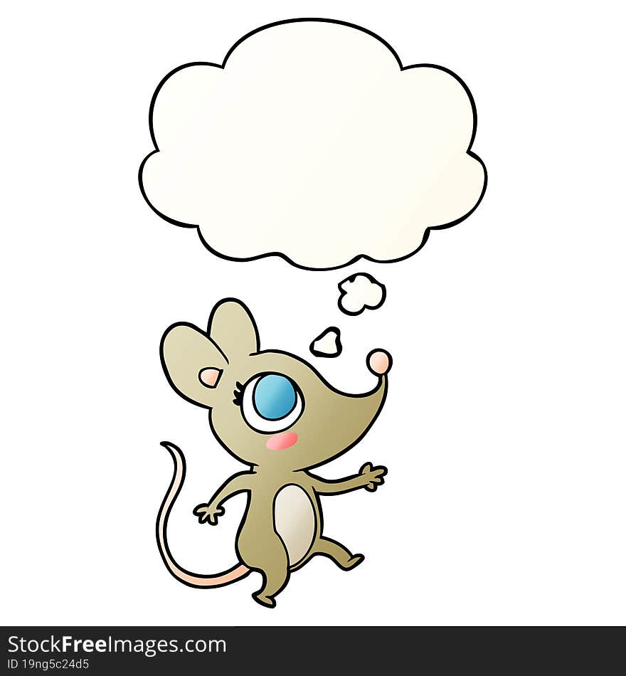 Cartoon Mouse And Thought Bubble In Smooth Gradient Style