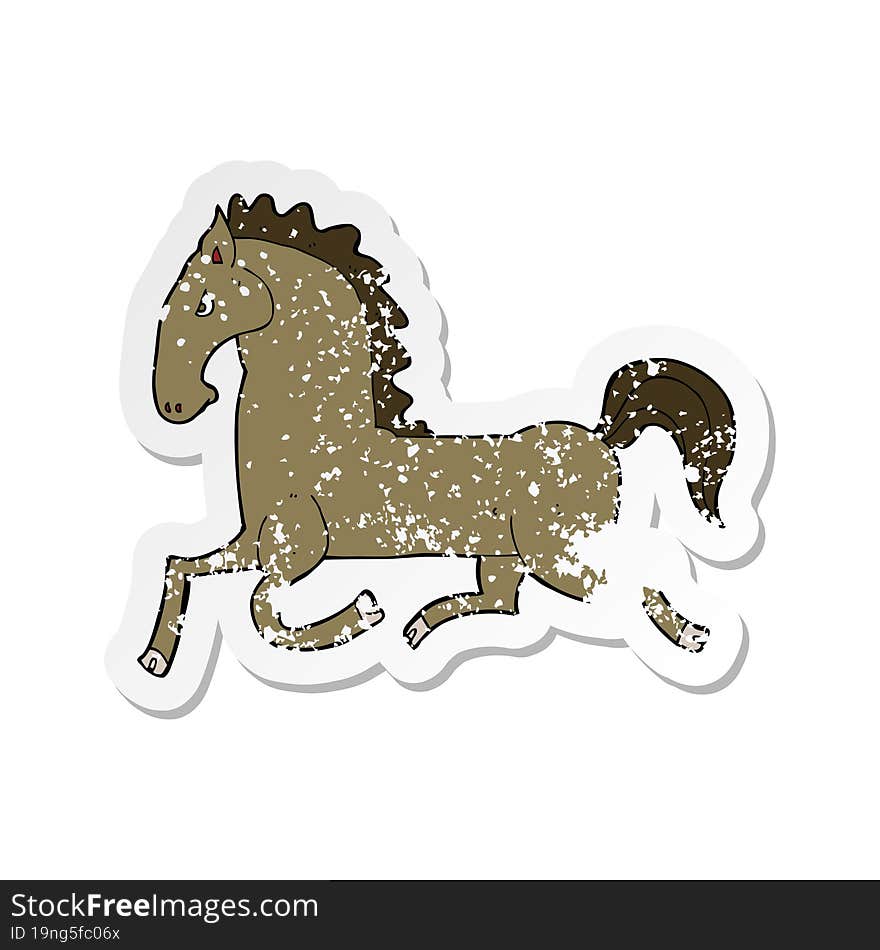 retro distressed sticker of a cartoon running horse