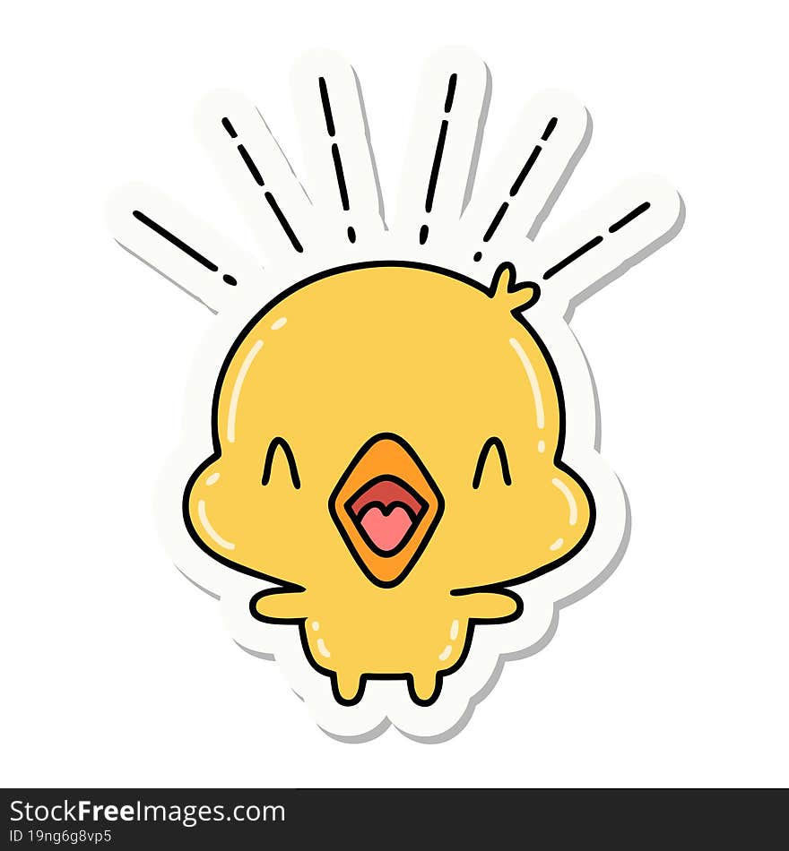 sticker of a tattoo style singing chick