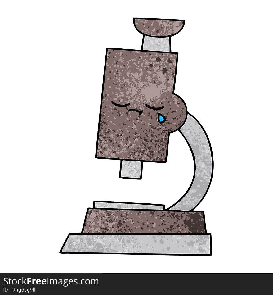 retro grunge texture cartoon of a microscope