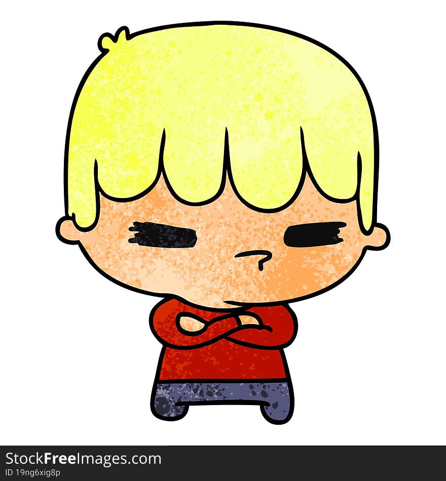 textured cartoon of a kawaii cute cross boy