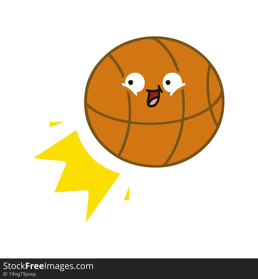 flat color retro cartoon of a basketball