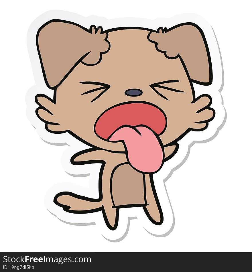 sticker of a cartoon disgusted dog