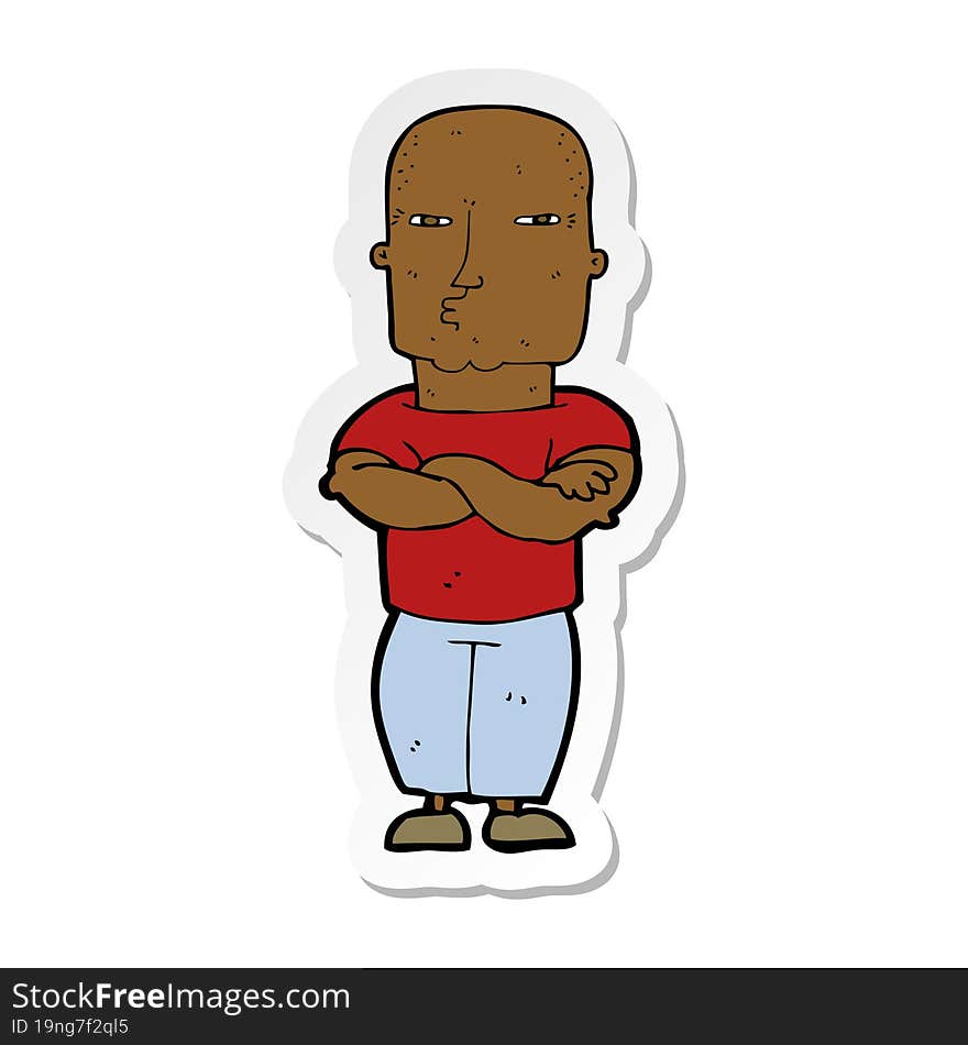 sticker of a cartoon tough guy