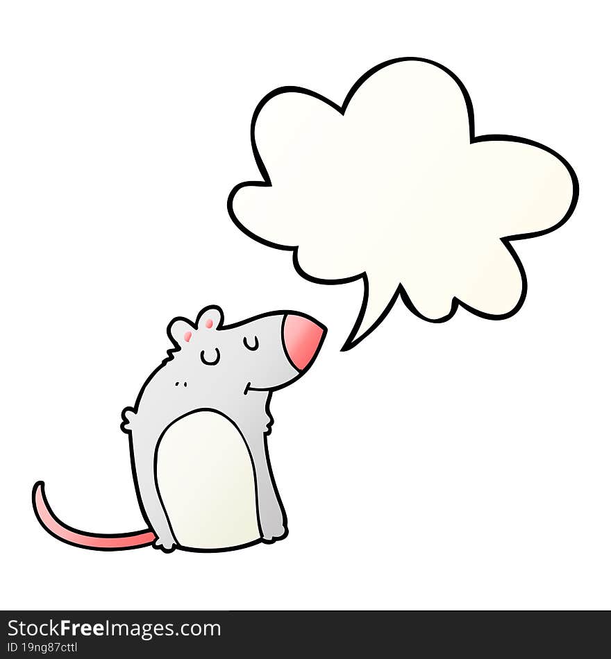 cartoon fat rat with speech bubble in smooth gradient style